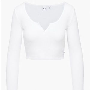 TNA waffle scoop neck top